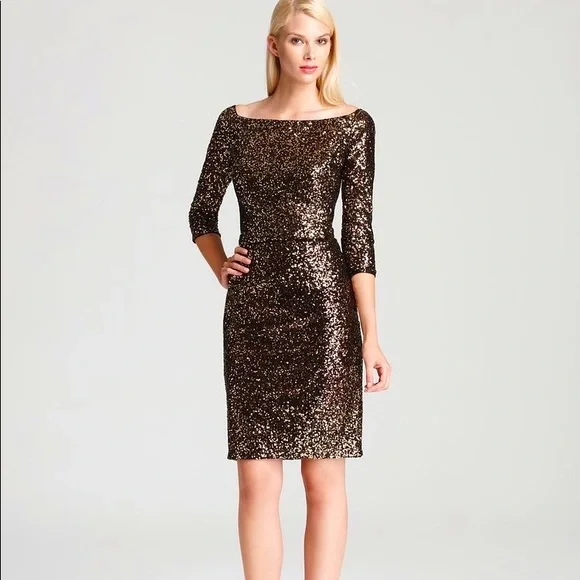 david meister sequin dress David Meister One Shoulder Gown - Sequin